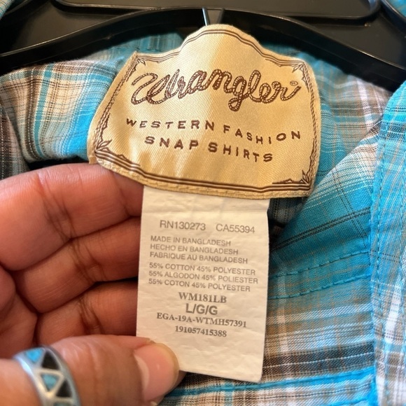 Wrangler Plaid Light Weight Men’s Large Pearl Shirt - Picture 2 of 6